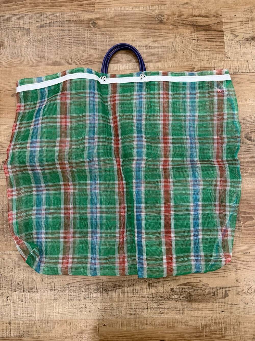 Traditional Mexican Market Tote Bag Green Plaid Mesh unbranded
